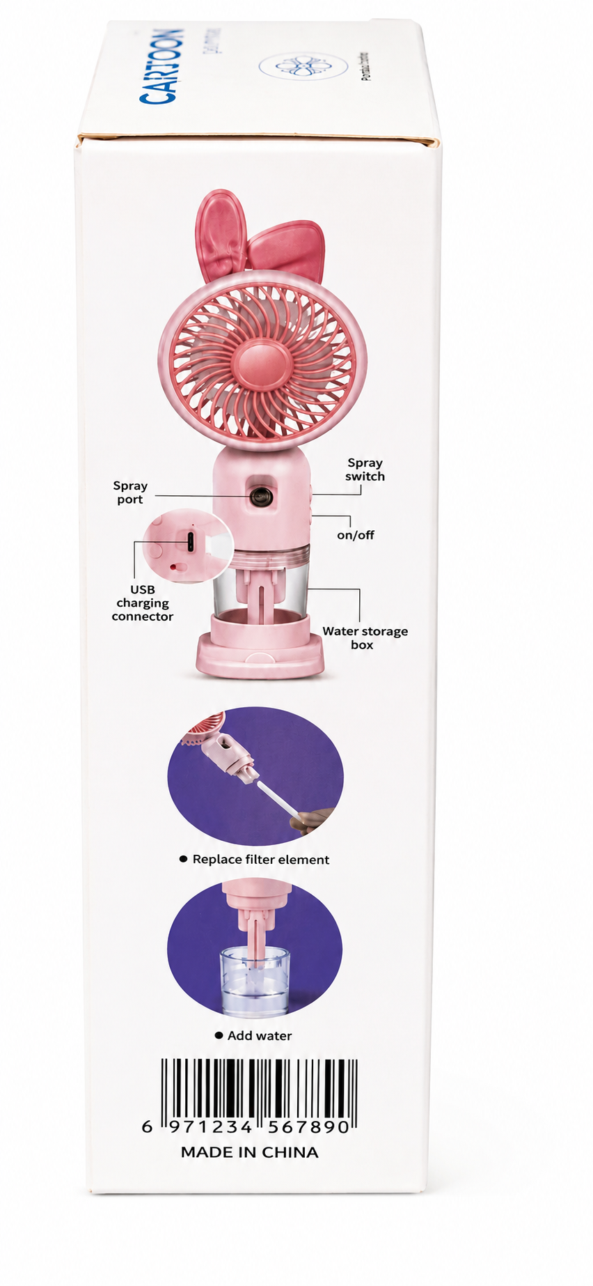 Portable Cartoon Spray Fan