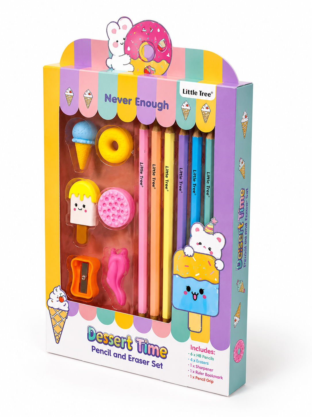 Dessert Time Cute Pencil & Eraser Gift Set for Kids | 13-Piece Stationery Kit