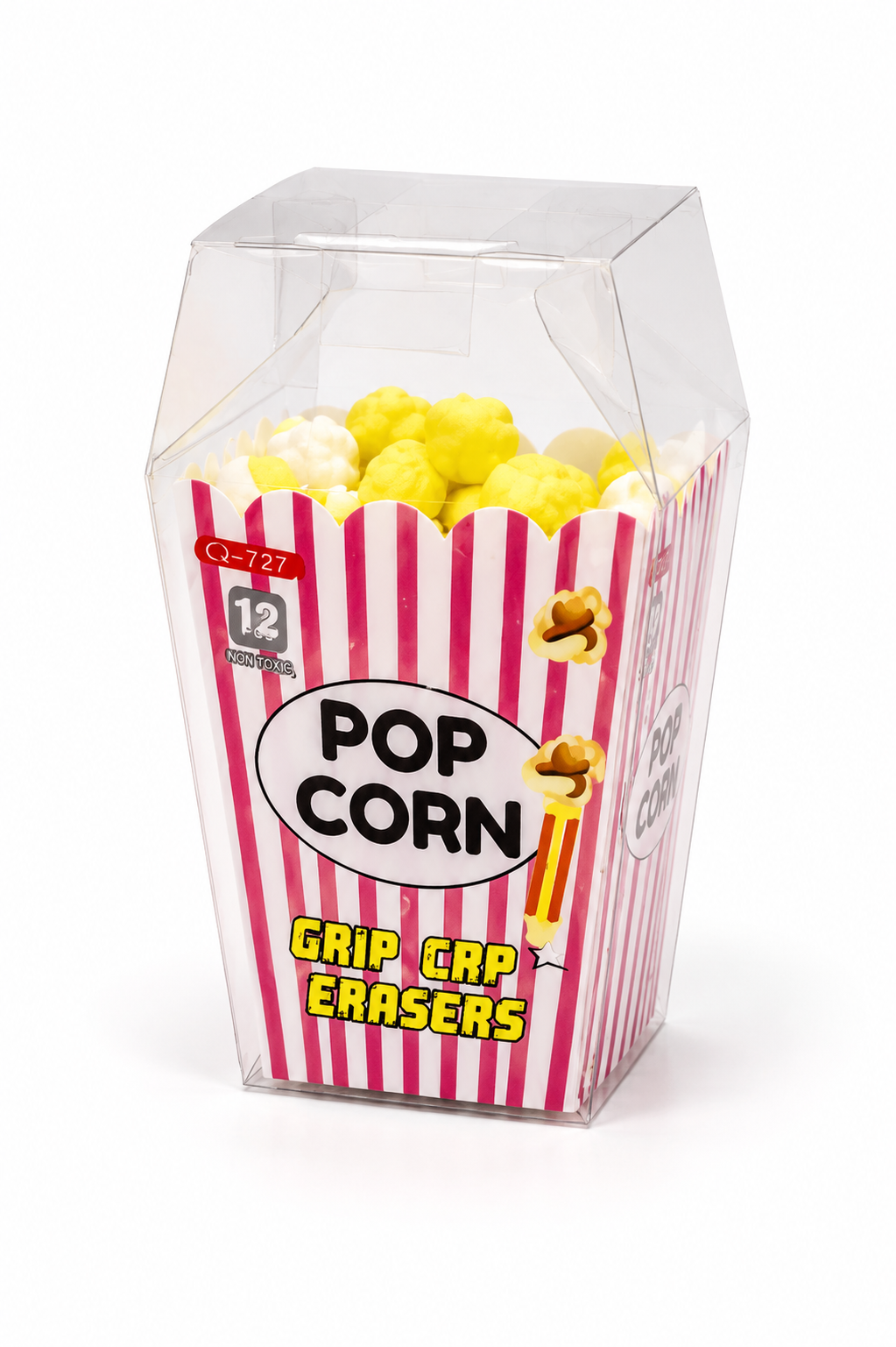 Popcorn Grip Cap Erasers (12 Pieces)