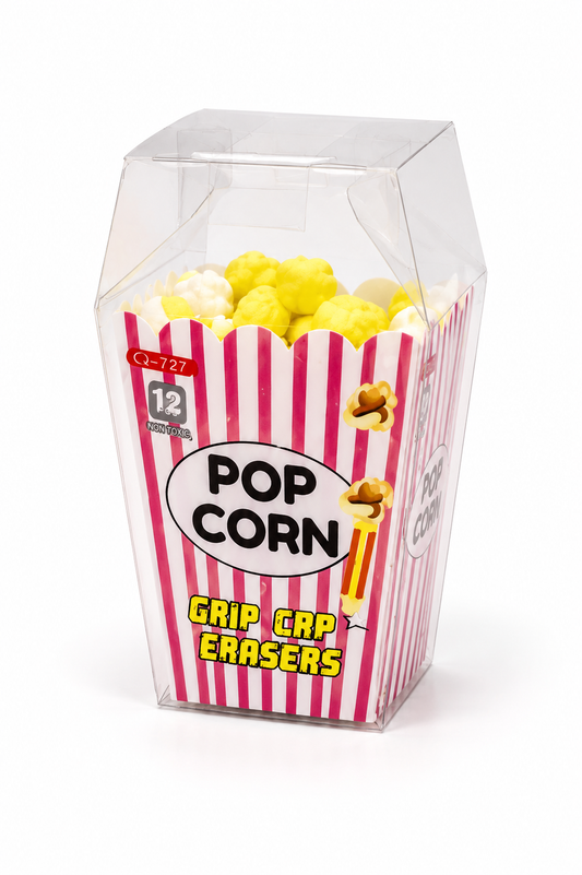 Popcorn Grip Cap Erasers (12 Pieces)