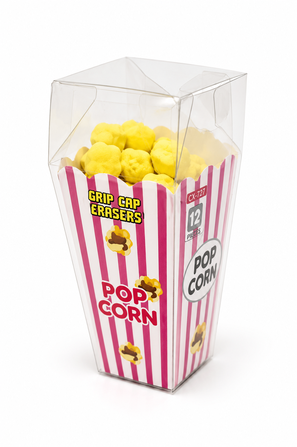 Popcorn Grip Cap Erasers (12 Pieces)