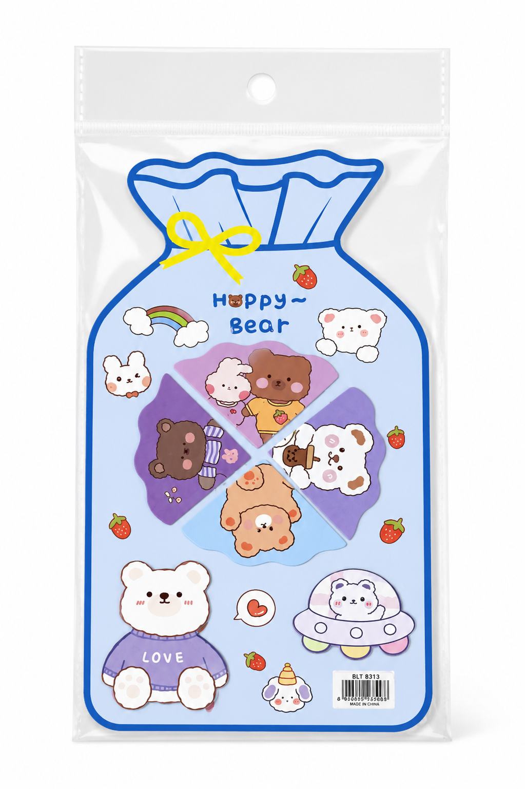 Cute Sticky Notes – Happy Bear, Avocado & Space Theme