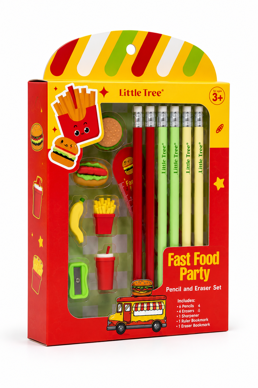 Fast Food Party Pencil & Eraser Gift Set for Kids | 13-Piece Stationery Kit